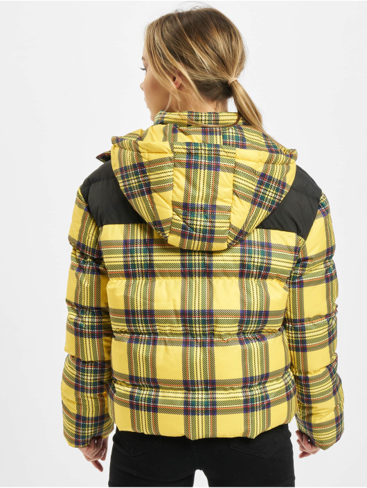 nike yellow plaid puffer