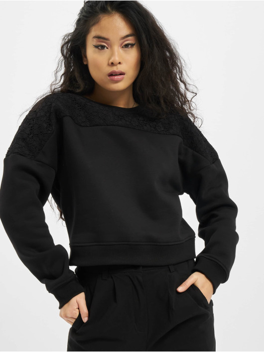 Urban Classics Pullover Short Oversized Lace Inset black