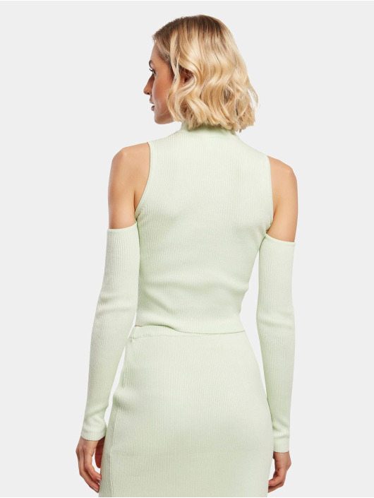 Urban Classics Pullover Ladies Rib Knit Cut Out Sleeve green