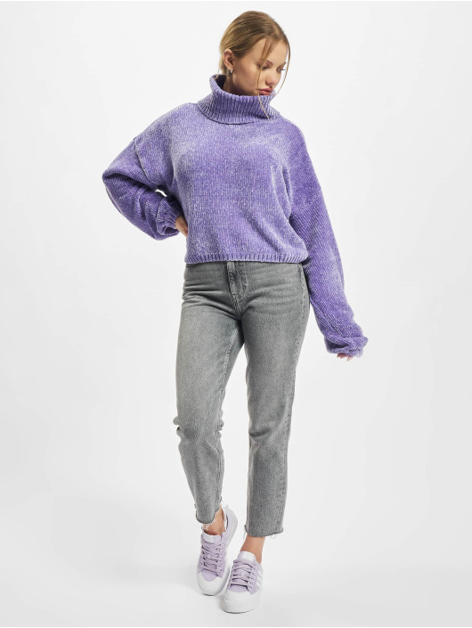 Urban Classics Pullover Ladies Short Chenille Turtleneck violet