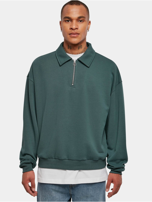 Urban Classics Pulóvre Shirt Collar Crew zelená
