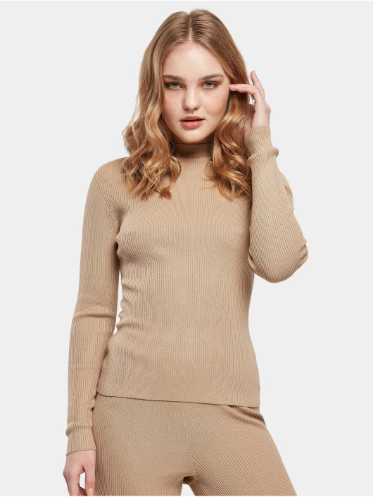Urban Classics Puserot Ladies Rib Knit Turtelneck beige