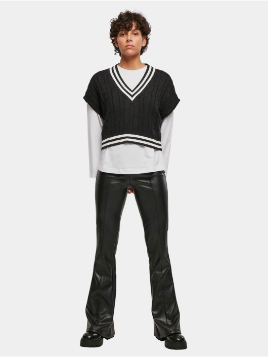 Urban Classics Puserot Ladies Cropped Knit College Slipover musta