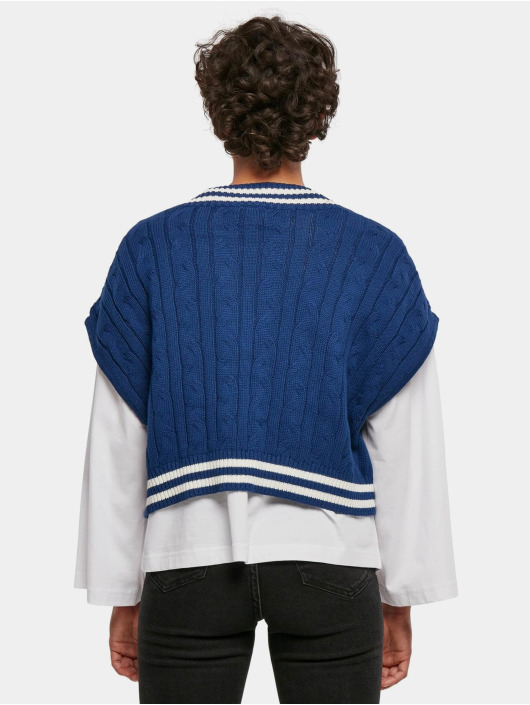Urban Classics Puserot Ladies Cropped Knit College Slipover sininen