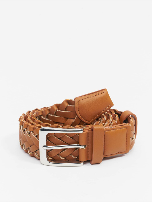 Urban Classics riem Braided Synthetic Leather bruin