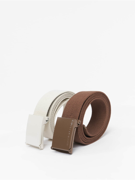 Urban Classics riem Colored Buckle Canvas 2-Pack bruin