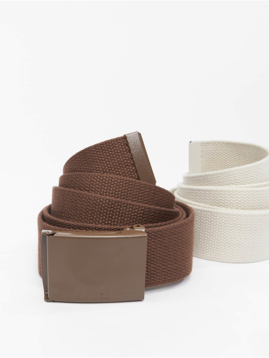 Urban Classics riem Colored Buckle Canvas 2-Pack bruin