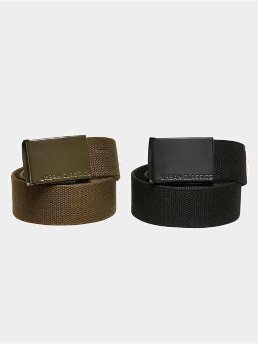 Urban Classics riem Colored Buckle Canvas 2-Pack zwart
