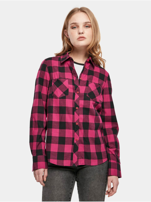 Urban Classics Shirt Ladies Turnup Checked Flanell purple