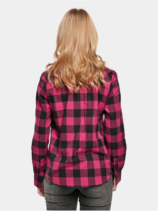 Urban Classics Shirt Ladies Turnup Checked Flanell purple