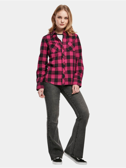 Urban Classics Shirt Ladies Turnup Checked Flanell purple