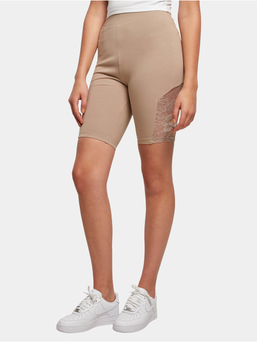 Urban Classics Short Ladies High Waist Lace Inset Cycle beige