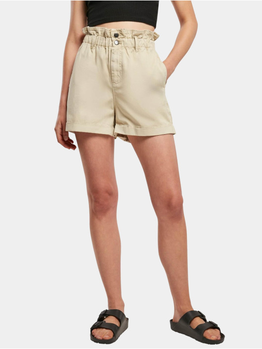 Urban Classics Damen Shorts Ladies Paperbag in grün