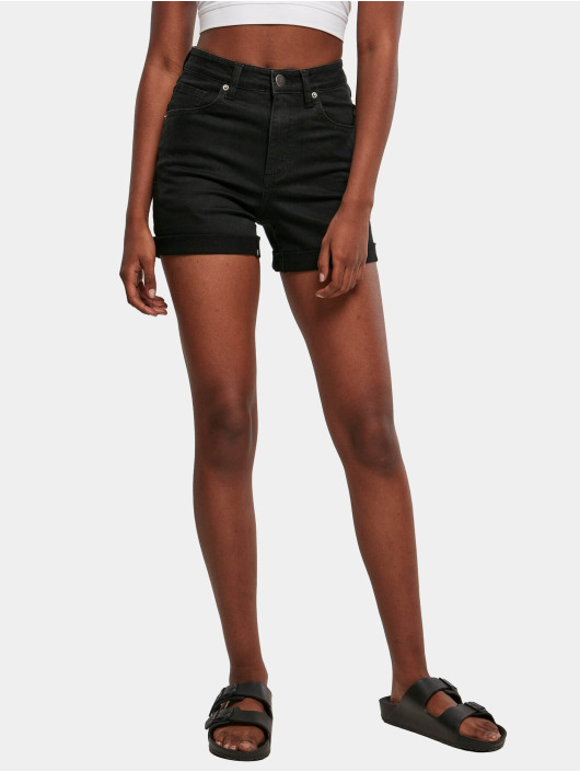 Urban Classics Damen Shorts Ladies Organic Stretch Denim 5 Pocket in schwarz