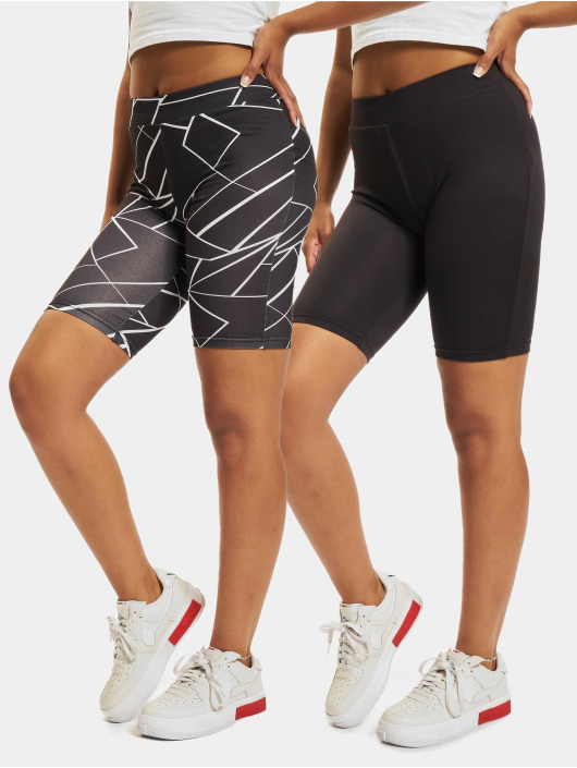 Urban Classics Damen Shorts Ladies Aop Cycle 2-Pack in schwarz