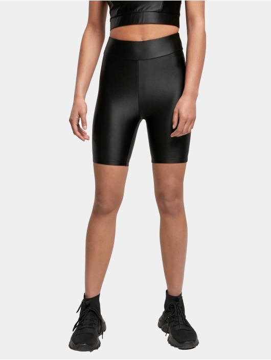 Urban Classics shorts Ladies Highwaist Shiny Metallic Cycle zwart