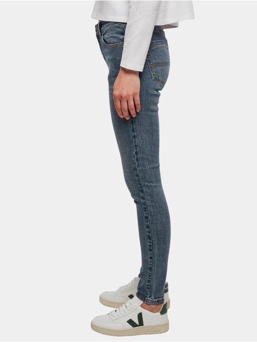 Urban Classics Skinny jeans Ladies Mid Waist blauw