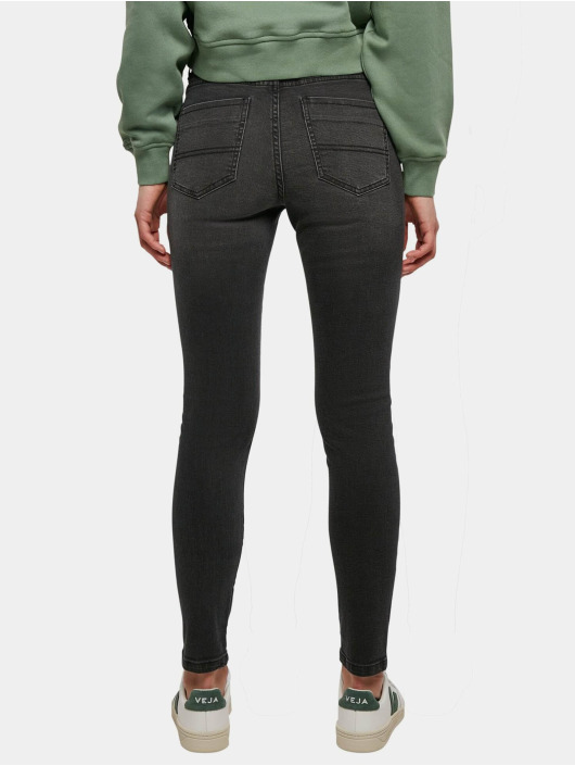 Urban Classics Skinny jeans Ladies Mid Waist zwart