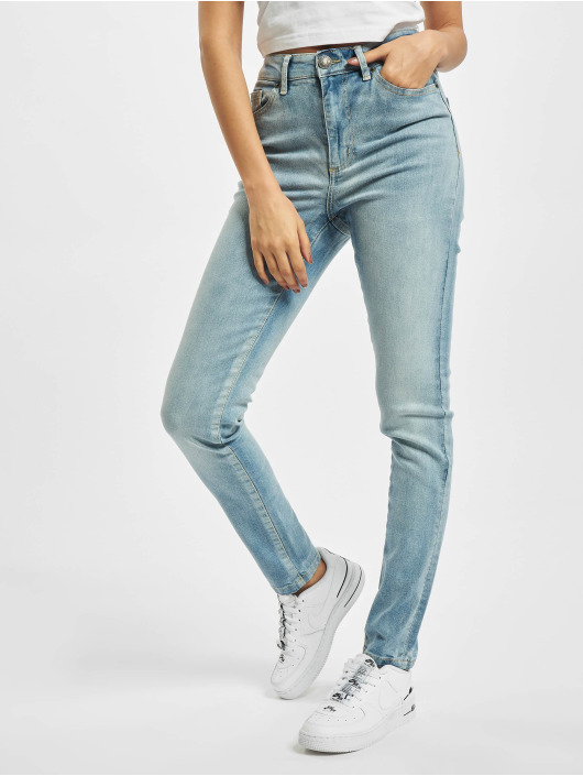 Urban Classics Slim Fit Jeans Ladies High Waist blau