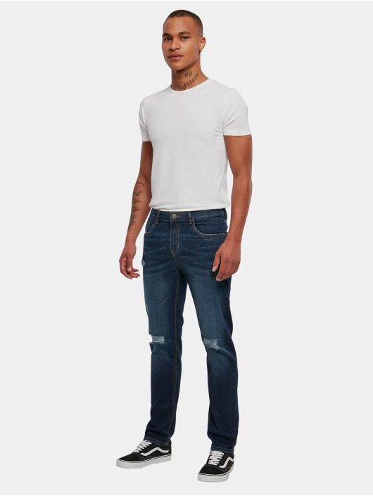 Urban Classics Slim Fit Jeans Distressed Strech Denim blau