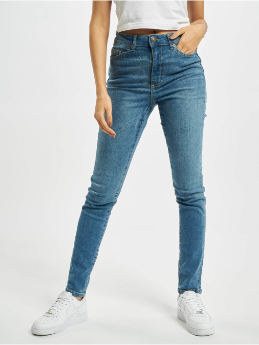 Urban Classics Slim Fit Jeans Ladies High Waist blå