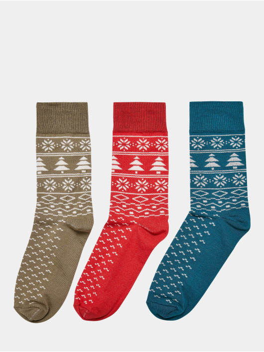 Urban Classics Socks Norwegian Pattern 3-Pack red