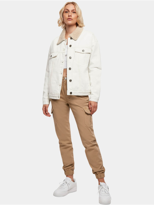 Urban Classics Spijkerjasjes Ladies Oversized Sherpa beige