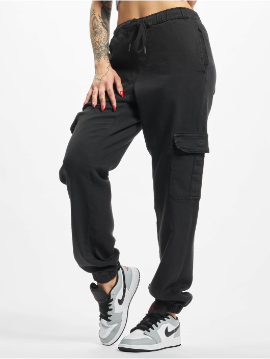 Urban Classics Spodnie Chino/Cargo Ladies Knitted Denim High Waist czarny