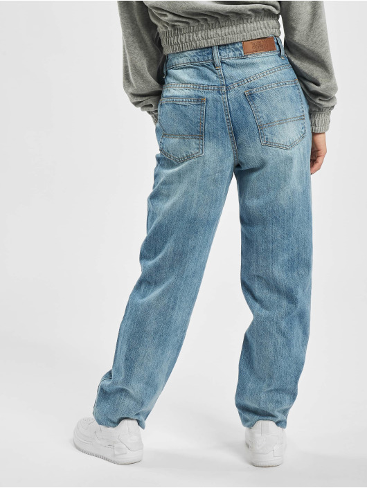 Urban Classics Straight Fit Jeans Ladies High Waist blau