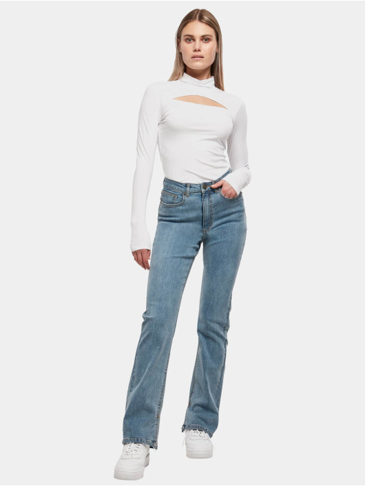Urban Classics Straight Fit Jeans Ladies Highwaist Straight Slit Denim blue