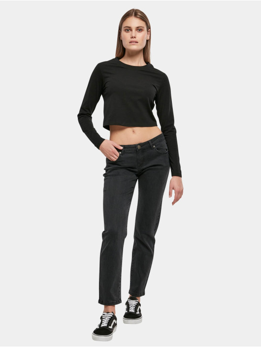 Urban Classics Straight Fit Jeans Ladies Low Waist Straight Denim schwarz