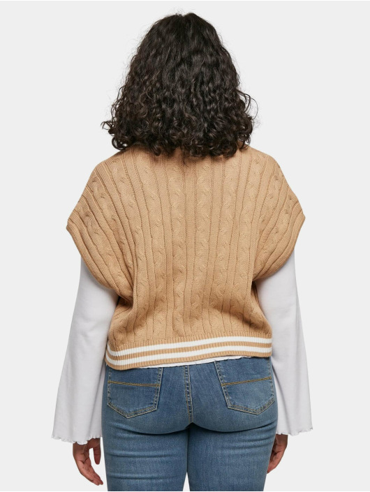 Urban Classics Sweat & Pull Ladies Cropped Knit College Slipover beige