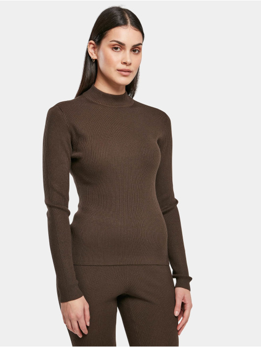 Urban Classics Sweat & Pull Ladies Rib Knit Turtelneck brun