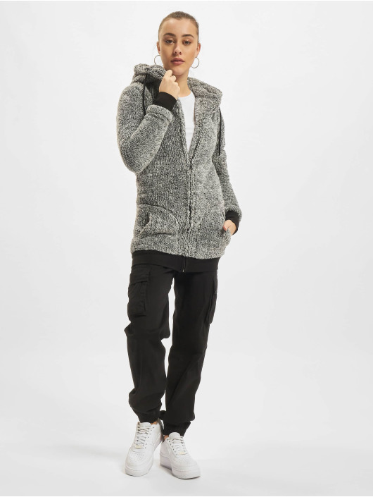 Urban Classics Sweat capuche zippé Melange Teddy gris