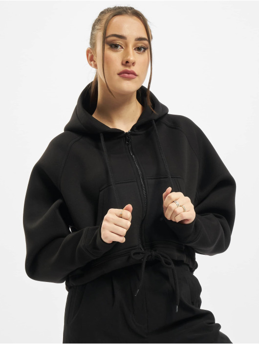 Urban Classics Sweat capuche zippé Ladies Oversized Short Raglan noir