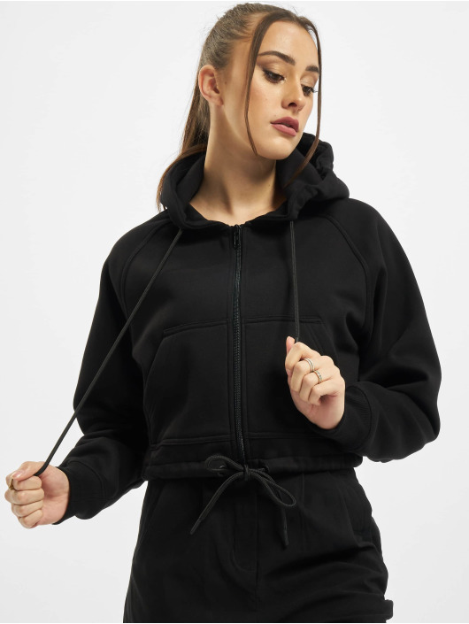 Urban Classics Sweat capuche zippé Ladies Oversized Short Raglan noir