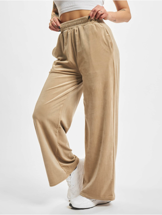 Urban Classics Sweat Pant Ladies High Waist Straight Velvet beige