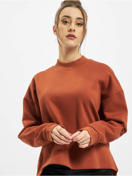 Urban Classics Swetry Ladies Oversized High Neck brazowy