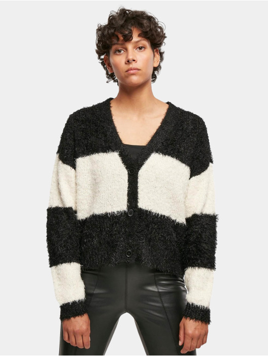 Urban Classics Swetry rozpinane Ladies Short Oversized Feather czarny