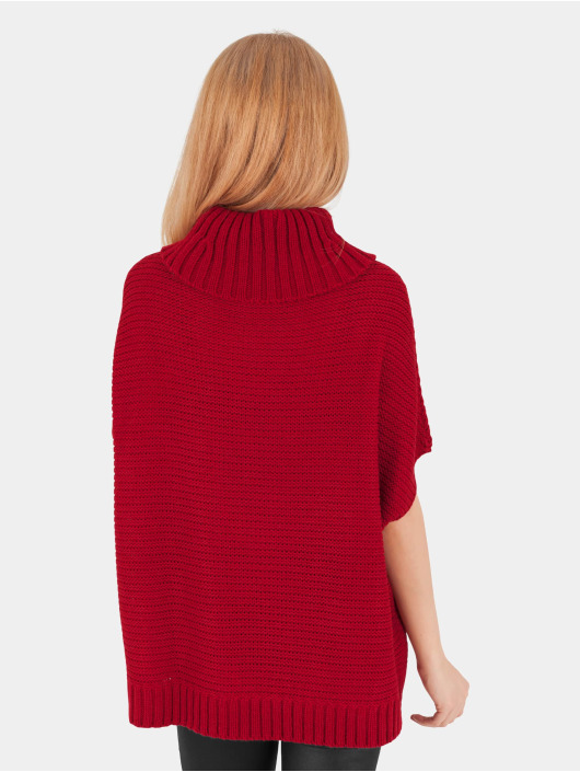 Urban Classics Swetry rozpinane Knitted Poncho czerwony