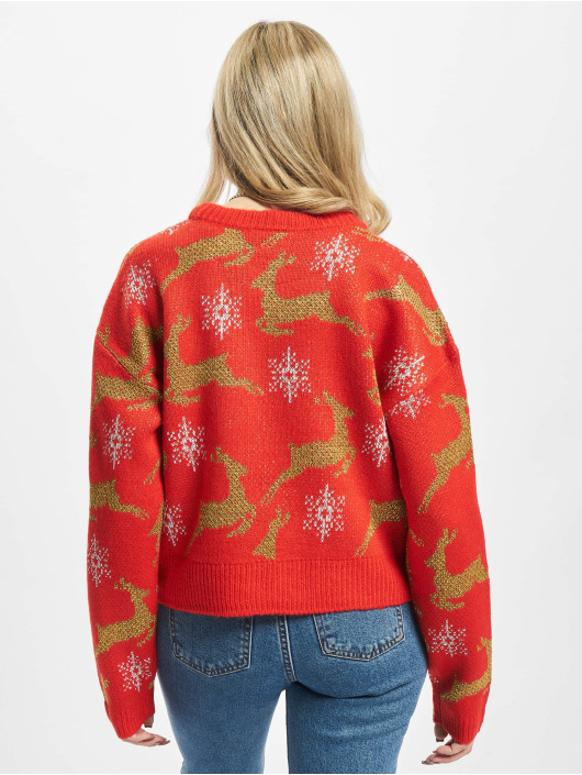 Urban Classics Swetry rozpinane Ladies Short Oversized Christmas czerwony