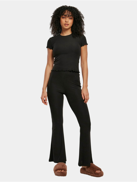 Urban Classics T-paidat Ladies Short Rib musta
