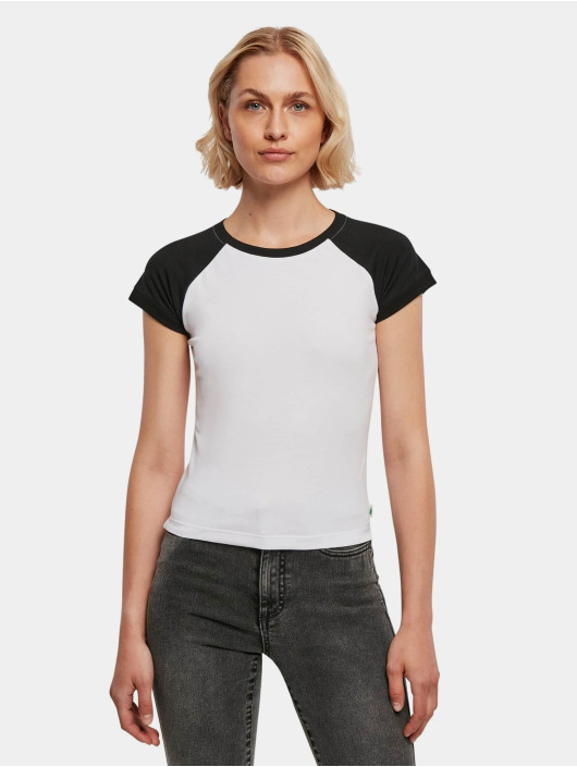 Urban Classics T-paidat Ladies Organic Stretch Short Retro Baseball valkoinen