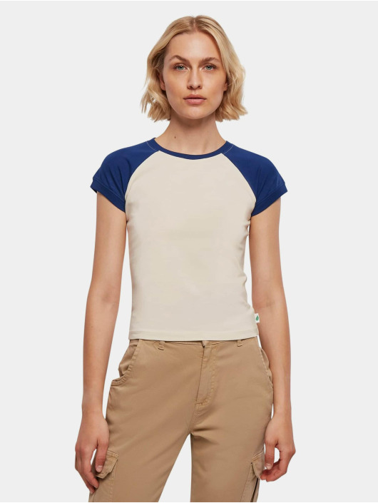 Urban Classics t-shirt Ladies Organic Stretch Short Retro Baseball beige