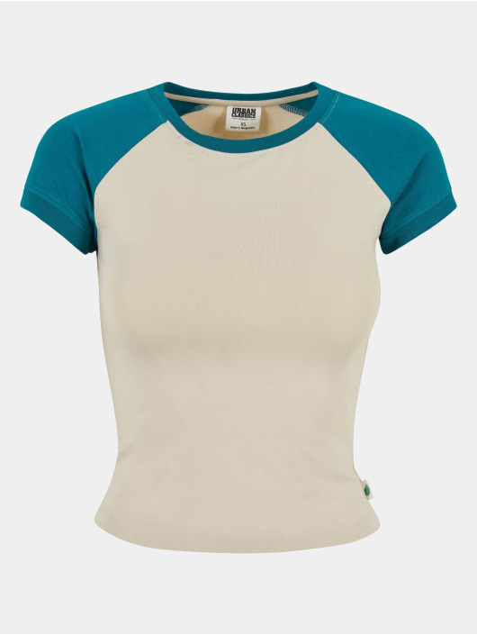 Urban Classics T-Shirt Ladies Organic Stretch Short Retro Baseball beige