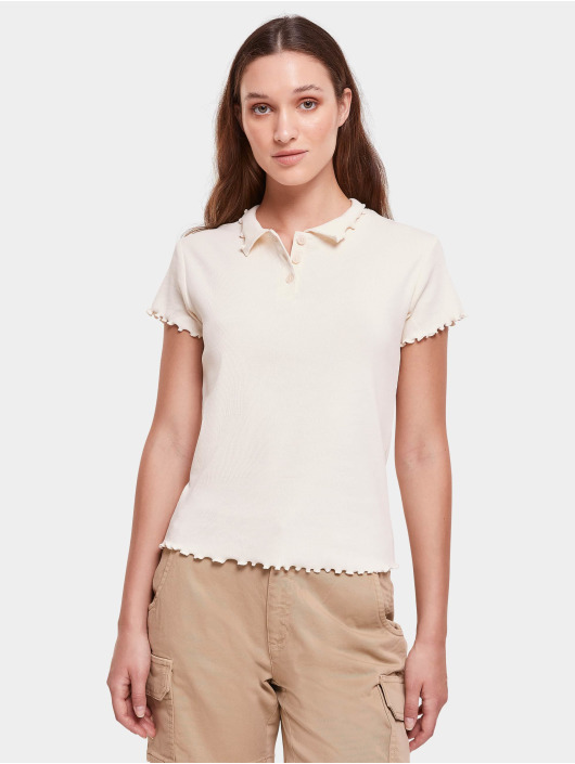 Urban Classics Damen T-Shirt Ladies Rib Polo in beige