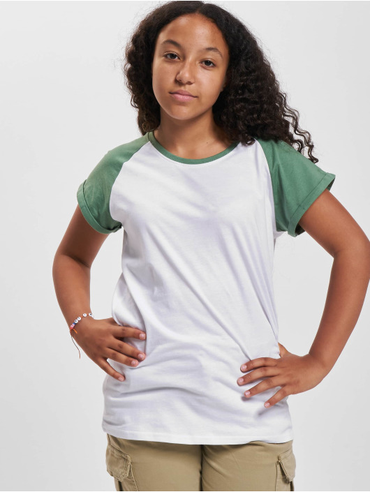 Urban Classics T-shirt Girls Contrast Raglan bianco