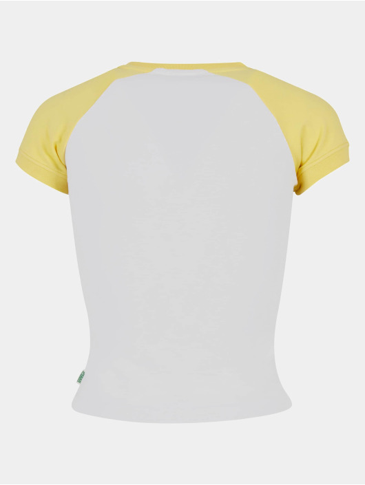 Urban Classics T-Shirt Ladies Organic Stretch Short Retro Baseball blanc