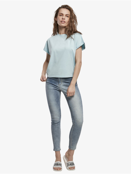 Urban Classics T-Shirt Ladies Short Pigment Dye Cut On Sleeve bleu