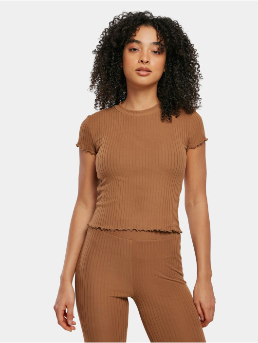 Urban Classics t-shirt Ladies Short Rib bruin